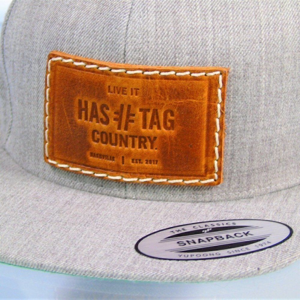 Hashtag Baseball Cap Leather Patch Snapback - Picture 2 of 7